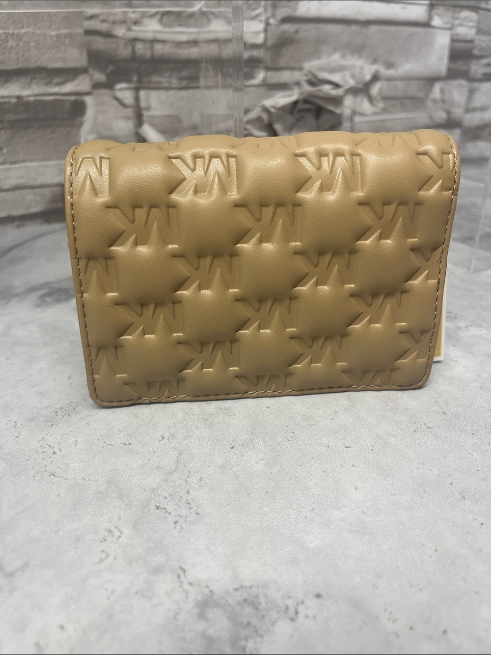 Michael Kors Maple Embossed Puffy Logo Small Satchel & Matching Wallet Camel Tan - Picture 11 of 14